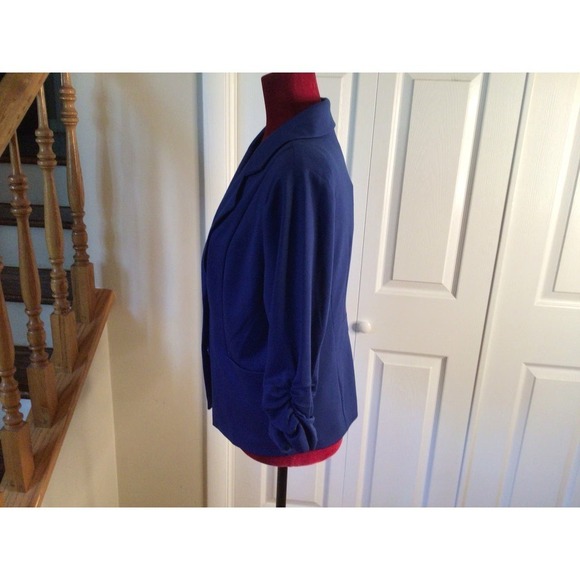 Suzi Chin Blazer Coat Women 8 Blue Long Sleeve Single Breasted Polyester Stretch - Picture 5 of 5